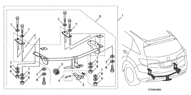 2014 Acura RDX 5 Door TECH (2WD) KA 6AT Trailer Hitch Diagram