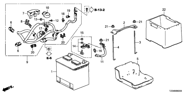 2016 Acura TLX Battery Box (70D) Diagram for 31521-T2A-A10