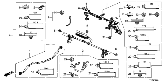 2018 Acura RLX Sub Harness, ECU Diagram for 1N130-R9S-000