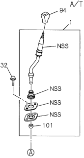 1997 Acura SLX 4 Door 4XS (BASE) KL 4AT Shift Lever (4WD) Diagram