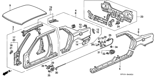 1994 Acura Legend Outer Panel Diagram