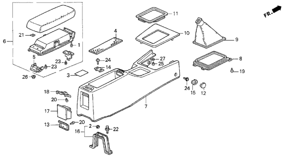 1992 Acura Vigor Panel, Console (Black) (At) Diagram for 83415-SL5-A50ZA