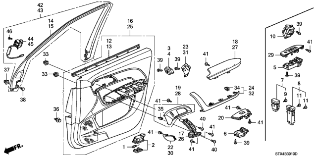 2010 Acura MDX Front Door Lining Diagram