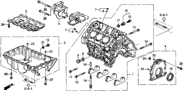 1999 Acura CL Cylinder Block - Oil Pan Diagram