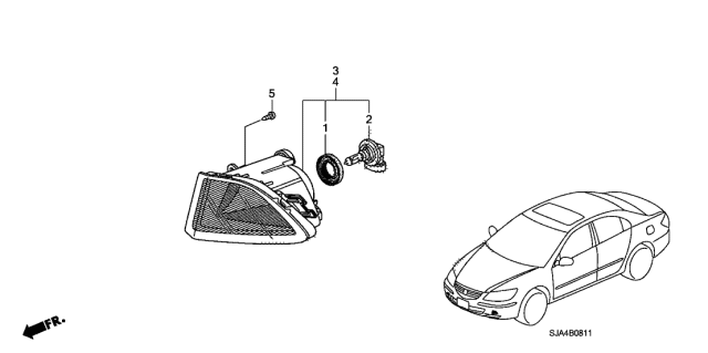 2011 Acura RL Fog Light Lamp Assembly Left Front Diagram for 33950-SJA-A02