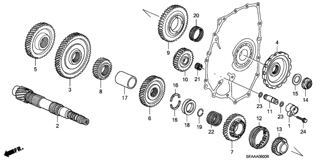 2008 Acura TSX 4 Door TSX (NAVIGATION) KA 5AT AT Countershaft Diagram