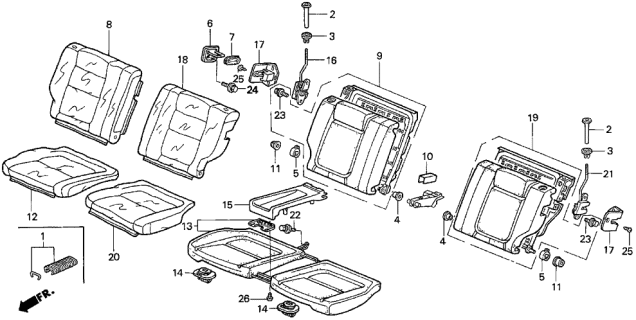 1999 Acura Integra Right Rear Seat Cushion Cover (On Gray) Diagram for 82131-ST7-A14ZD