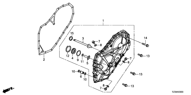 2015 Acura TLX 4 Door BASE (2.4) KA DCT AT Left Side Cover Diagram