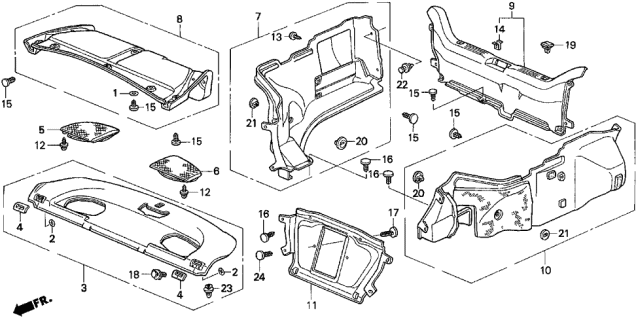 1996 Acura TL Grille Assembly, Driver Side Speaker (Medium Taupe) Diagram for 84568-SW5-000ZB