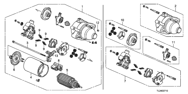 2009 Acura TSX Starter Motor Assembly (Reman) Diagram for 31200-R40-A01RM