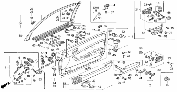 1994 Acura Legend Front Door Lining Diagram