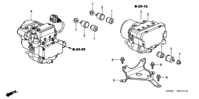 2001 Acura CL Bracket, Modulator Diagram for 57115-S3M-A70