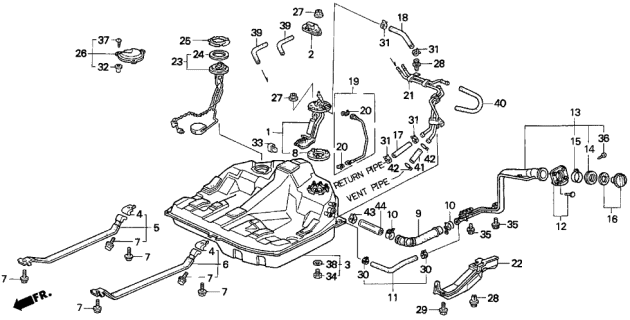 1995 Acura TL Meter Unit, Fuel Diagram for 37800-SL5-A02