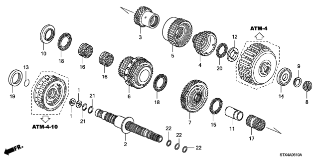 2008 Acura MDX Gear, Secondary Shaft Low Diagram for 23411-RYF-000