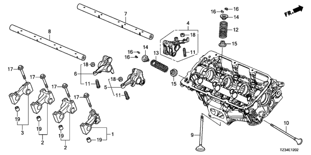 2019 Acura TLX 4 Door ADV (AWD 19INCH) KA 9AT Valve - Rocker Arm (Rear) Diagram