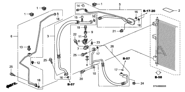 2008 Acura RDX A/C Hoses - Pipes Diagram