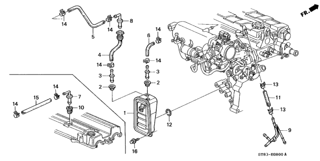 1999 Acura Integra Pipe, Breather Diagram for 17135-P75-A00