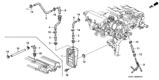 1999 Acura Integra 4 Door GS (LEATHER) KA 4AT Breather Chamber Diagram