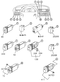 1998 Acura SLX Cover, Switch Hole Diagram for 8-97088-762-0