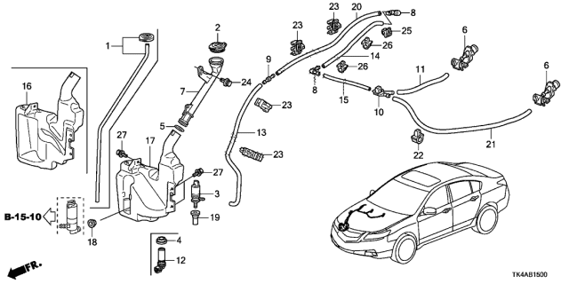 2013 Acura TL Washer Joint Y Diagram for 76830-TK4-A01