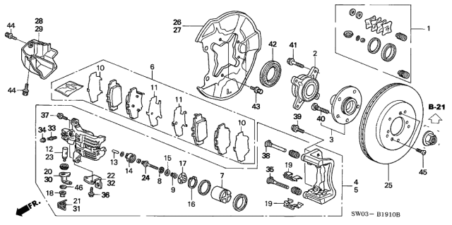2001 Acura NSX Piston Assembly Diagram for 43215-SL0-J01