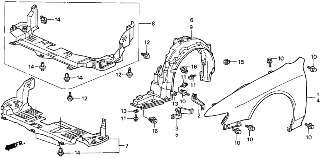 1998 Acura CL Front Fender Diagram