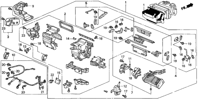 1997 Acura TL Core Set, Heater Diagram for 79115-SZ5-A01
