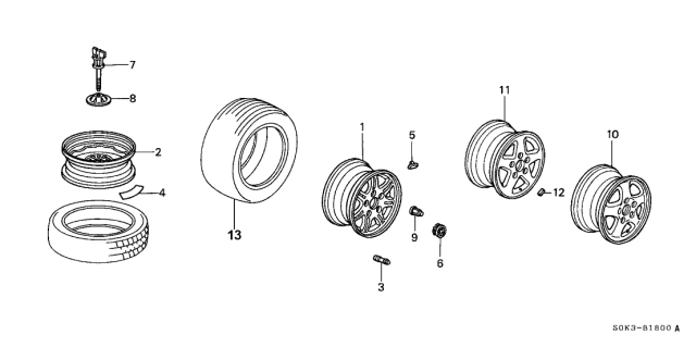 2002 Acura TL 4 Door TYPE-S KA 5AT Wheel Diagram