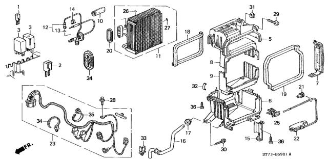 2000 Acura Integra 3 Door LS KA 5MT A/C Unit Diagram