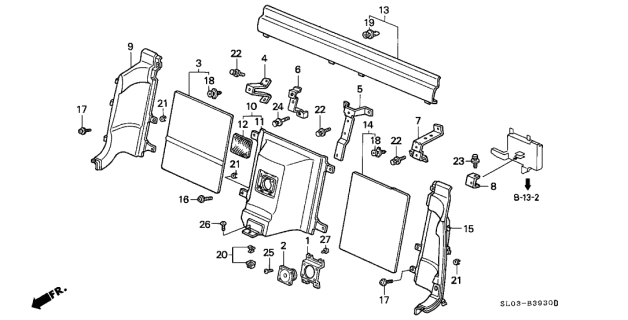 1999 Acura NSX 2 Door NSX (ALEX ZANARDI ED) KA 6MT Rear Bulkhead Lining Diagram