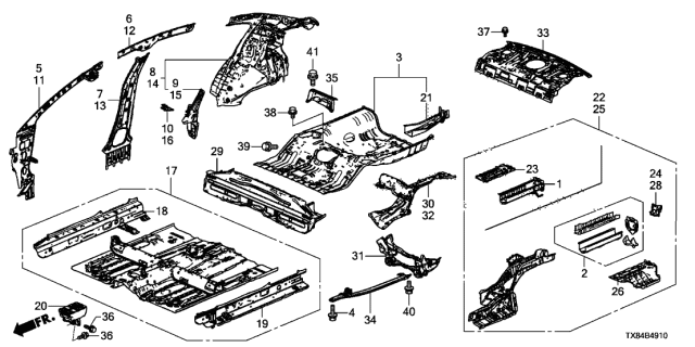 2013 Acura ILX Hybrid Frame, Left Rear Diagram for 65660-TX8-A00ZZ