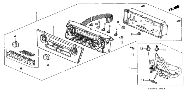 1996 Acura RL 4 Door PREM (NAVIGATION) KA 4AT Heater Control (NAVI) Diagram