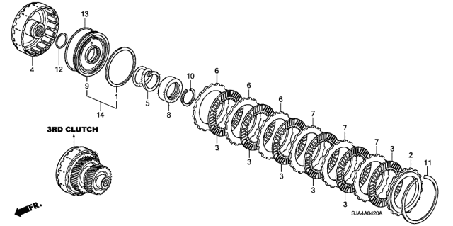 2005 Acura RL Spring, Clutch Disk Diagram for 22537-RDP-013