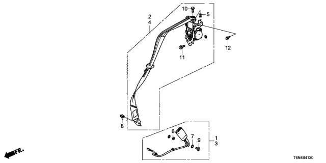 2018 Acura NSX 2 Door FIF KA DCT Seat Belts Diagram
