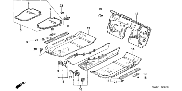 2001 Acura NSX Floor Mat (Real Black) Diagram for 88302-SL0-A01ZA