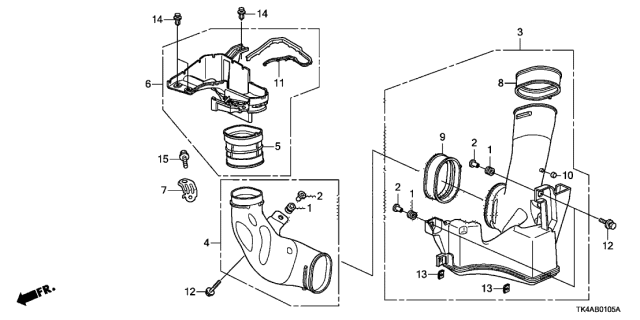 2013 Acura TL Resonator Chamber Assembly Diagram for 17230-RK1-A00