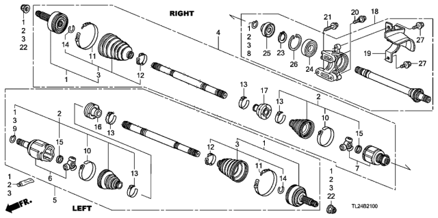 2009 Acura TSX Driver Side Driveshaft Assembly Diagram for 44306-TL2-E53