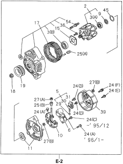 1996 Acura SLX 4 Door 4LS (PREMIUM) KA 4AT Generator Components Diagram 2