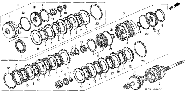 1991 Acura Legend Disk, Top Clutch Diagram for 22645-PY4-003