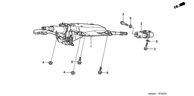 2002 Acura RSX Steering Column Assembly Diagram for 53200-S5A-G03