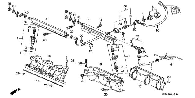 1998 Acura CL Pipe, Fuel Return Diagram for 16615-P8A-A00