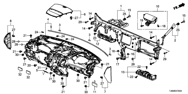 2020 Acura RDX Panel Component, Instrument Diagram for 77100-TJB-A01