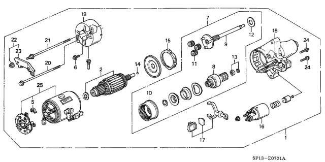 1994 Acura Legend 2 Door LS KA 4AT Starter Motor (MITSUBA) Diagram