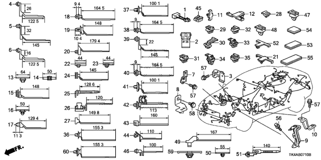 2014 Acura TL Clip, Wire Harness (55MM) (White) Diagram for 91559-SE3-003