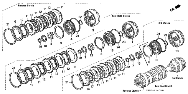 1996 Acura TL Spring, Clutch Disk Diagram for 22537-P5H-003