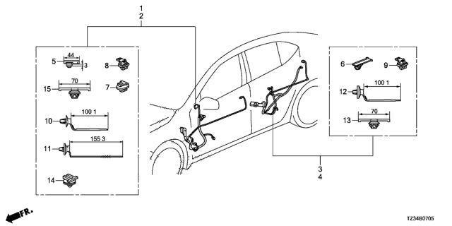 2018 Acura TLX Harness, Driver Door Diagram for 32751-TZ4-C00