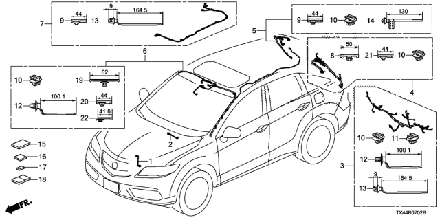 2016 Acura RDX Sub-Wire Harness, Driver Side Tailgate Diagram for 32119-TX4-A01