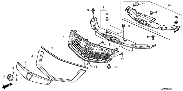 2010 Acura TSX Lower Silver Grille Molding Diagram for 71123-TL2-305