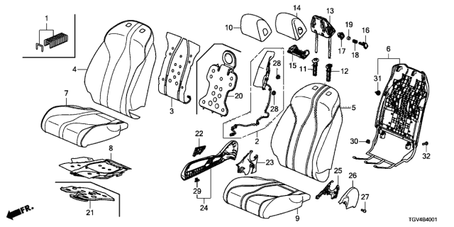 2021 Acura TLX Front Seat Diagram 2