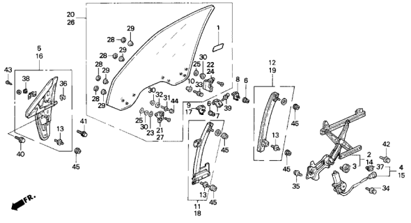 1993 Acura Vigor Front Door Window Diagram